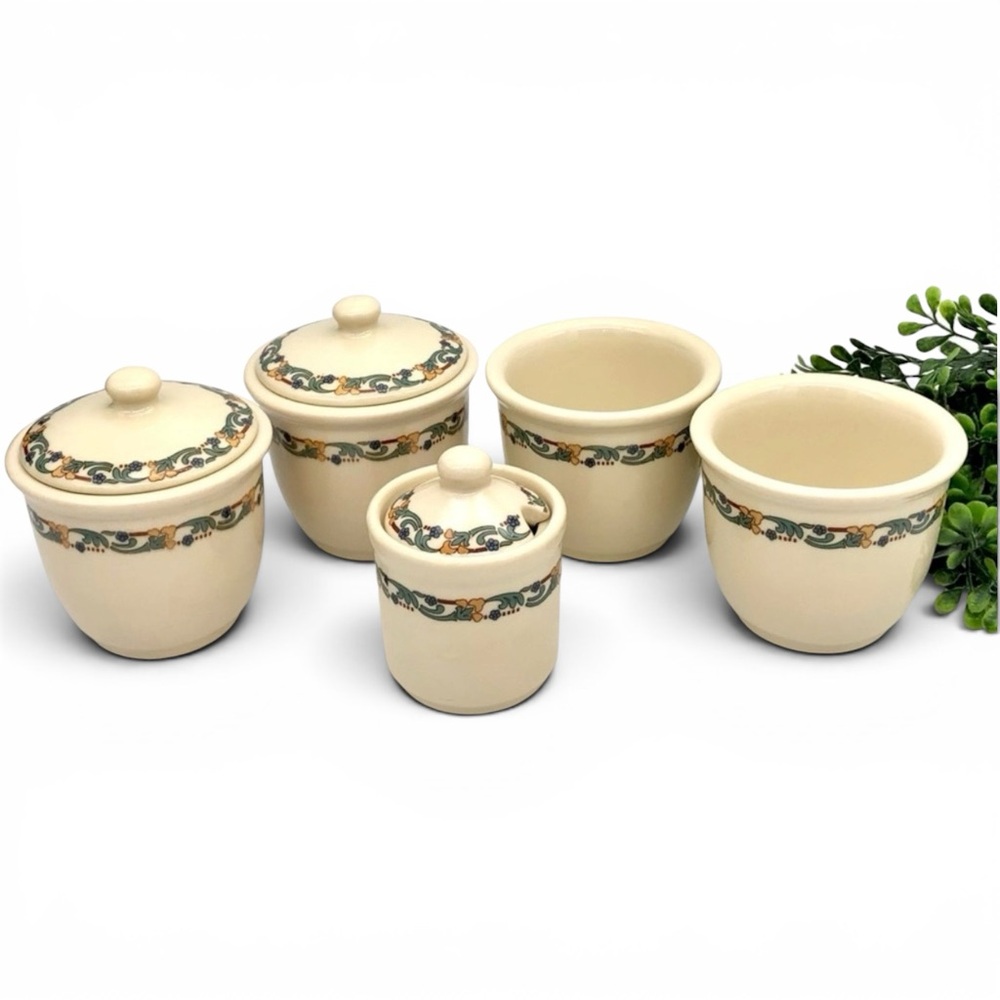 Vtg Iroquois China Syracuse Restaurant Ware Custard Cups Sugar Mustard Jar Lot